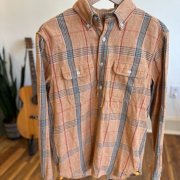 Original Madras Trading Company Popover flannel - Orange/Red - Size S - Picture 1 of 2